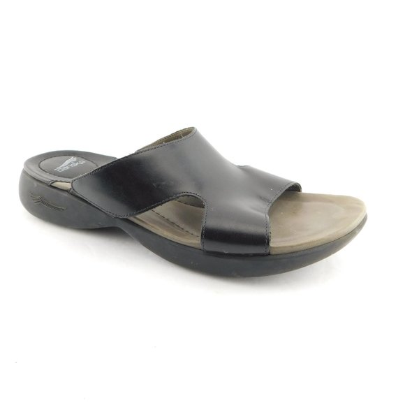 DANSKO Black Leather Open Toe Slip-on Slides Sandals 40 - Picture 1 of 7